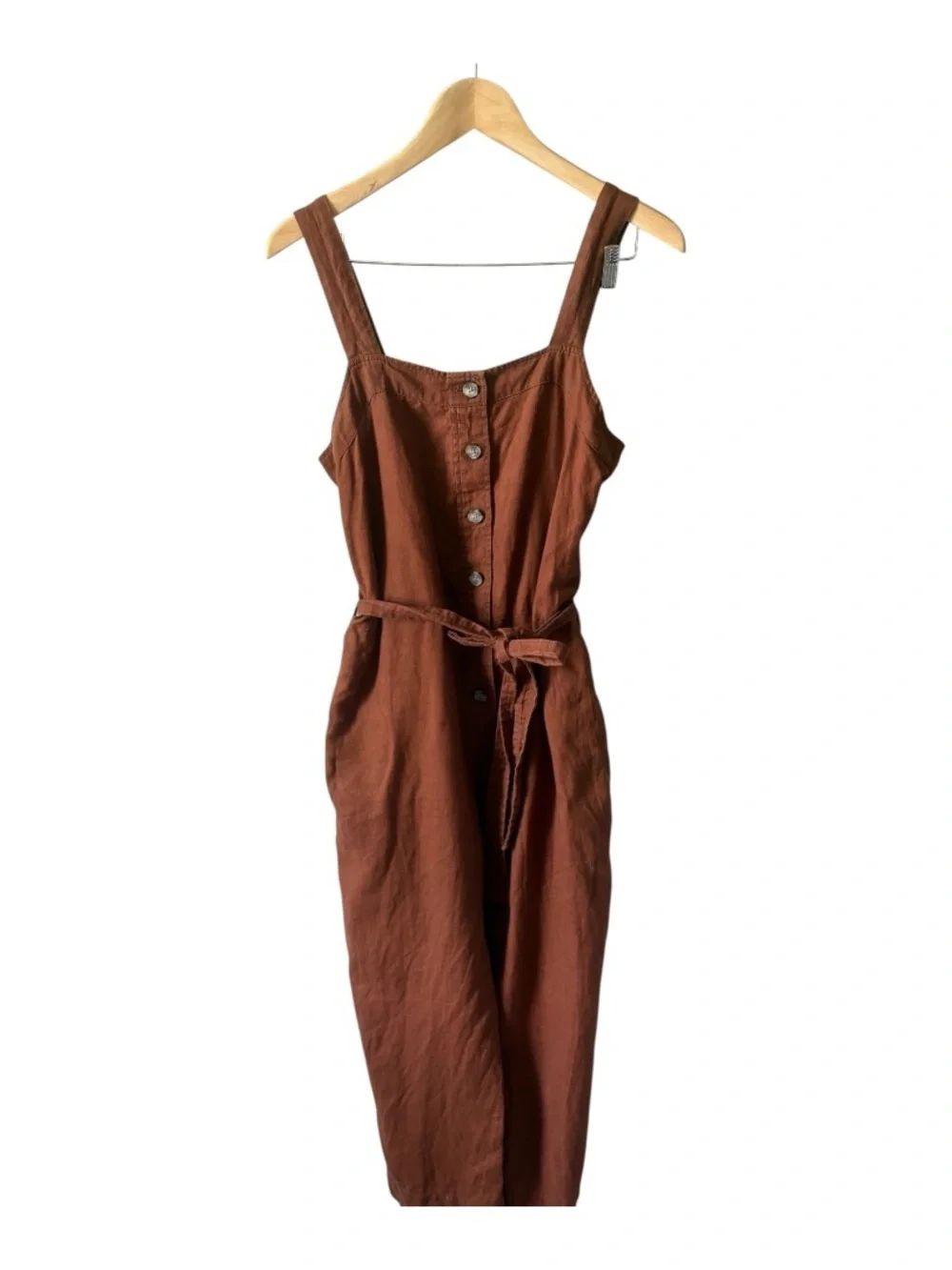Everlane The Linen Picnic Jumpsuit Rust Orange Size 10